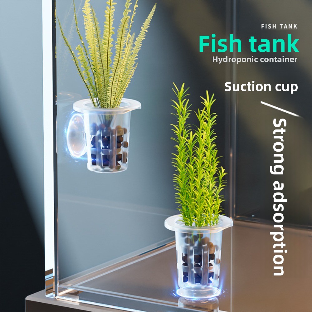 Aquarium Plant Holder - 10Pcs Transparent Plant Hydroponic Pot Plastic