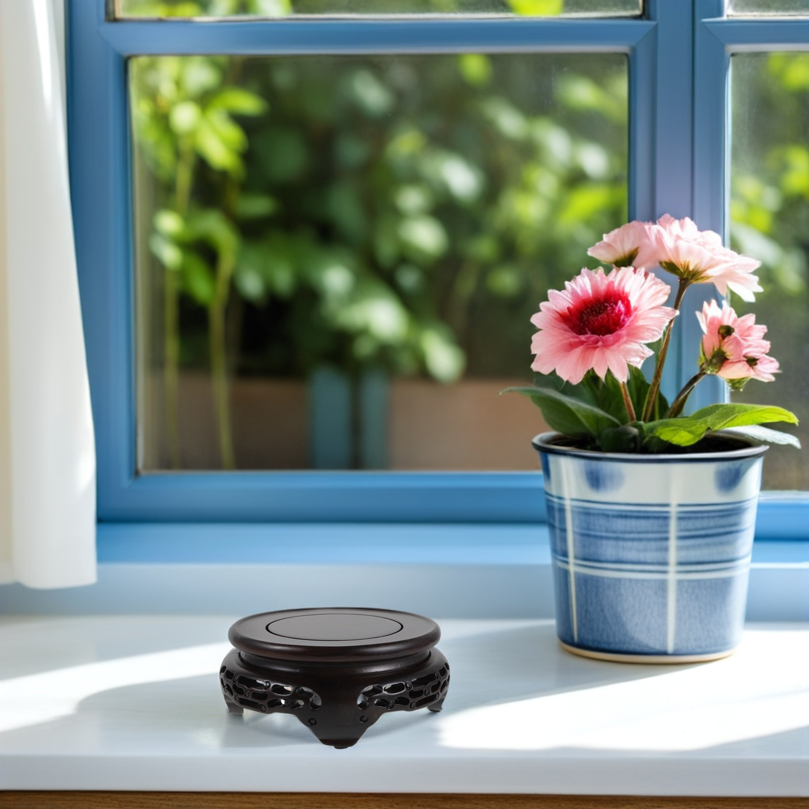 Wooden Vase Display Stand Roun - Aquarium Plant Holder ulasan dan harga